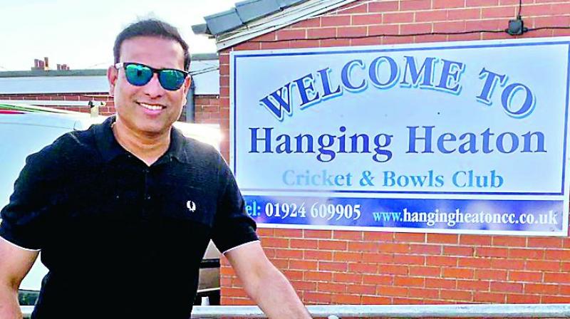 VVS Laxman at the Hanging Heaton Cricket Club. VVS Laxman at the Hanging Heaton Cricket Club.