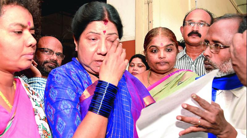 AP Women’s Commission chairperson Nannapaneni Rajakumari becomes emotional after seeing the rape victims in King George Hospital in Visakhapatnam. AP Women’s Commission chairperson Nannapaneni Rajakumari becomes emotional after seeing the rape victims in King George Hospital in Visakhapatnam.