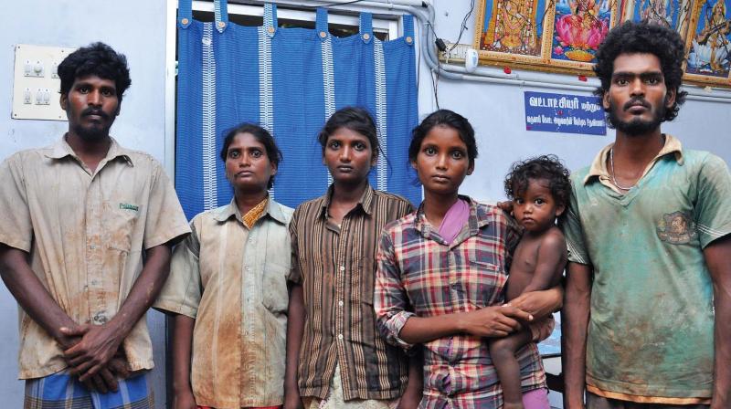 The rescued bonded labourers. (Photo: K. Senthil Nathan) The rescued bonded labourers. (Photo: K. Senthil Nathan)