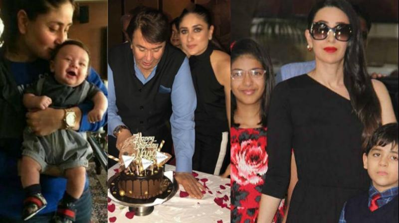 Kareena Kapoor Khan with son Taimur, father Randhir Kapoor, Karisma with Samiera and Kiaan. Kareena Kapoor Khan with son Taimur, father Randhir Kapoor, Karisma with Samiera and Kiaan.