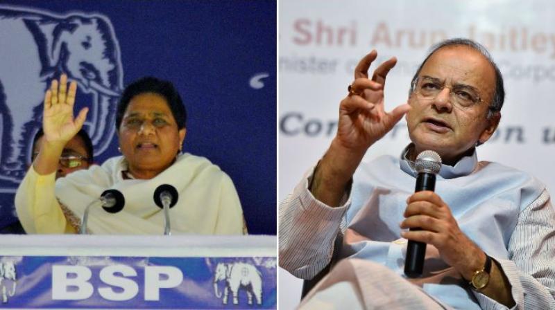 BSP supremo Mayawati and Finance Minister Arun Jaitley. (Photos: PTI) BSP supremo Mayawati and Finance Minister Arun Jaitley. (Photos: PTI)