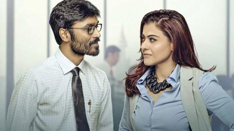 Dhanush and Kajol from a promotional still for VIP 2. Dhanush and Kajol from a promotional still for VIP 2.