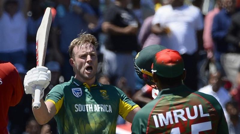 South Africa were given a glimpse of what they have been missing as De Villiers flayed Bangladesh’s attack with stunning ease on his way to a career-best one-day international score on Wednesday.(Photo: AFP) South Africa were given a glimpse of what they have been missing as De Villiers flayed Bangladesh’s attack with stunning ease on his way to a career-best one-day international score on Wednesday.(Photo: AFP)