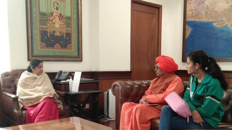 Bhanupriya Haritwal of Jalalpur village will now pursue computer science from the California State University in the USA. (Photo: Twitter | @DIPRRajasthan) Bhanupriya Haritwal of Jalalpur village will now pursue computer science from the California State University in the USA. (Photo: Twitter | @DIPRRajasthan)