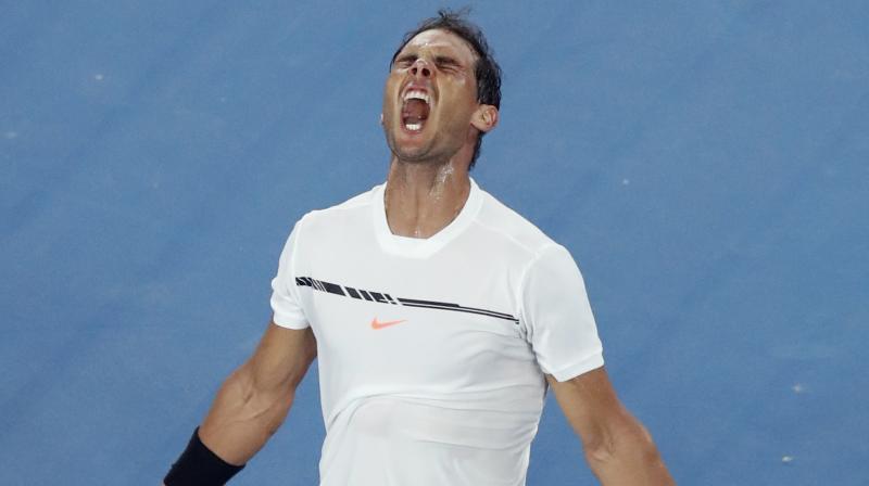 It was a gutsy effort from Rafael Nadal, who was down a service break with a fifth set looming before he broke sixth-seeded Gael Monfils twice to clinch victory. (Photo: AP) It was a gutsy effort from Rafael Nadal, who was down a service break with a fifth set looming before he broke sixth-seeded Gael Monfils twice to clinch victory. (Photo: AP)