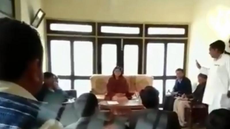 Union Women and Child Development Minister Maneka Gandhi abused an official in front of everyone in a packed room and humiliated him. (Photo: Screengrab | ANI) Union Women and Child Development Minister Maneka Gandhi abused an official in front of everyone in a packed room and humiliated him. (Photo: Screengrab | ANI)