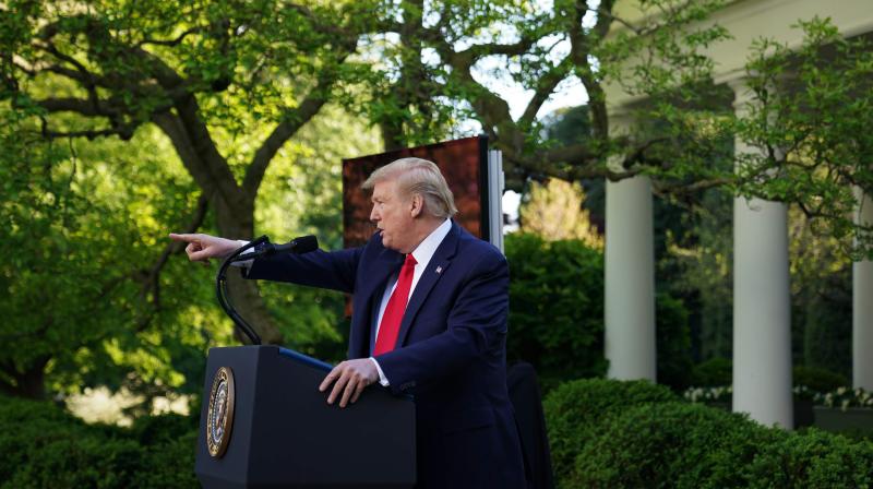 US President Donald Trump speaks during a news conference on coronavirus on Monday. (AFP)