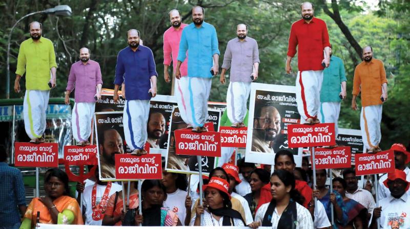 Classmates and alumni take out a road show in support for P. Rajeev, LDF candidate in Ernakulam, in Kochi on Saturday. (Image: ARUN CHANDRABOSE) Classmates and alumni take out a road show in support for P. Rajeev, LDF candidate in Ernakulam, in Kochi on Saturday. (Image: ARUN CHANDRABOSE)
