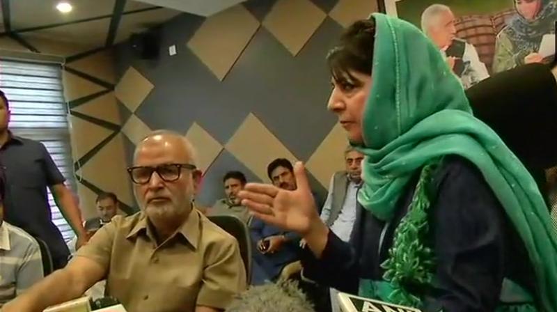 Mufti also said that her government preserved Article 370 of the Constitution and also stood strong in defence of Article 35-A. (Photo: ANI/twitter) Mufti also said that her government preserved Article 370 of the Constitution and also stood strong in defence of Article 35-A. (Photo: ANI/twitter)