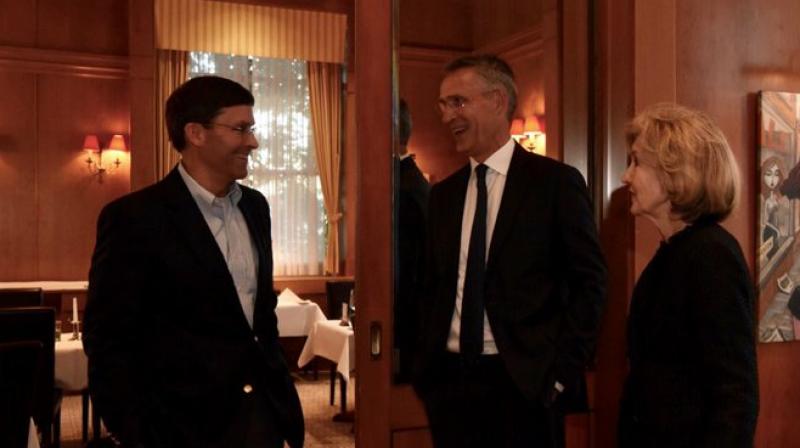 Esper said he would discuss Afghanistan over dinner Wednesday in Stuttgart with NATO Secretary-General Jens Stoltenberg to give the alliance's civilian leader "a sense of where I think things are" in the push to close a peace deal. (Photo: Twitter | DoD) Esper said he would discuss Afghanistan over dinner Wednesday in Stuttgart with NATO Secretary-General Jens Stoltenberg to give the alliance's civilian leader "a sense of where I think things are" in the push to close a peace deal. (Photo: Twitter | DoD)