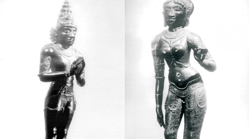 Panchaloha idols of King Raja Raja Chola and his wife Lokamadevi, which went missing from Big Temple at Thanjavur 50 years ago. —DC Panchaloha idols of King Raja Raja Chola and his wife Lokamadevi, which went missing from Big Temple at Thanjavur 50 years ago. —DC