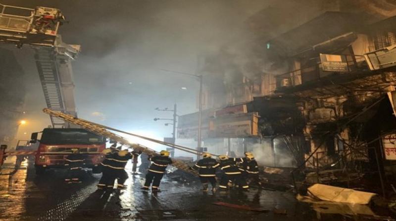 At present, firefighting and cooling operations are underway. (Photo: ANI) At present, firefighting and cooling operations are underway. (Photo: ANI)