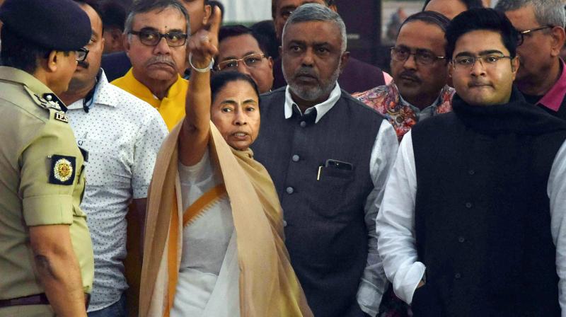 West Bengal CM Mamata Banerjee with her nephew and party MP Abhishekh Banerjee(R) and Kolkata Police Commissioner Rajeev Kumar (L) during visit of Brigade Parade Ground ahead of party's mega rally in Kolkata. (Photo: PTI) West Bengal CM Mamata Banerjee with her nephew and party MP Abhishekh Banerjee(R) and Kolkata Police Commissioner Rajeev Kumar (L) during visit of Brigade Parade Ground ahead of party's mega rally in Kolkata. (Photo: PTI)