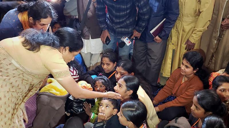 Defence Minister Nirmala Sitharaman visits the flood-affected areas to review situations, in Kodagu on Friday. (Photo: PTI) Defence Minister Nirmala Sitharaman visits the flood-affected areas to review situations, in Kodagu on Friday. (Photo: PTI)