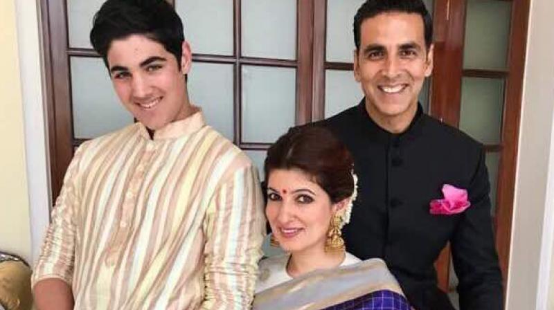 Aarav Bhatia, Twinkle Khanna and Akshay Kumar. Aarav Bhatia, Twinkle Khanna and Akshay Kumar.