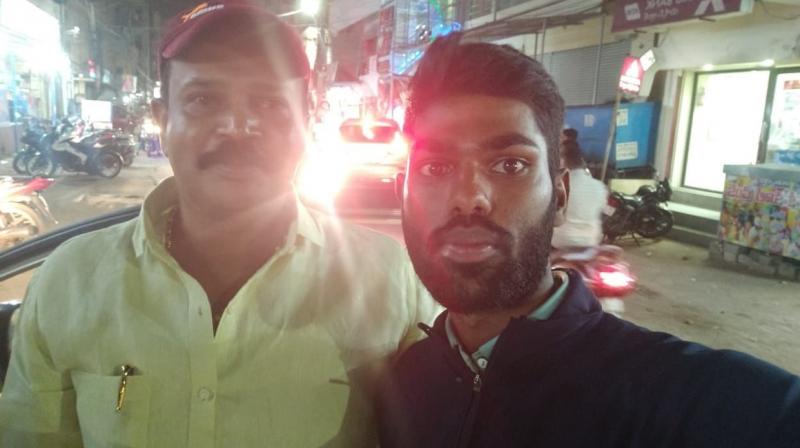 Avula Subba Rao with aspirant Shiva Kumar, the photo shared in their Hakeempet Soldiers Group on June 16, a day before the riots. (Photo by arrangement)