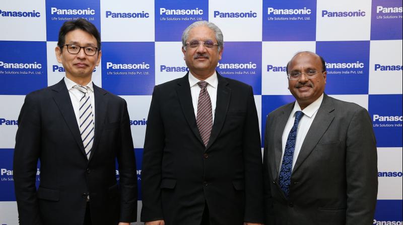L-R- Tetsuyasu Kawamoto-Joint Managing Director, Vivek Sharma-Managing Director and Dinesh Aggarwal-Joint Managing Director, at the Unveiling of the New Corporate Identity of Panasonic Life Solutions India. L-R- Tetsuyasu Kawamoto-Joint Managing Director, Vivek Sharma-Managing Director and Dinesh Aggarwal-Joint Managing Director, at the Unveiling of the New Corporate Identity of Panasonic Life Solutions India.