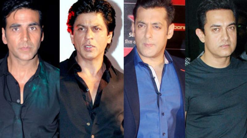 Akshay Kumar, Shah Rukh Khan, Salman Khan and Aamir Khan. Akshay Kumar, Shah Rukh Khan, Salman Khan and Aamir Khan.