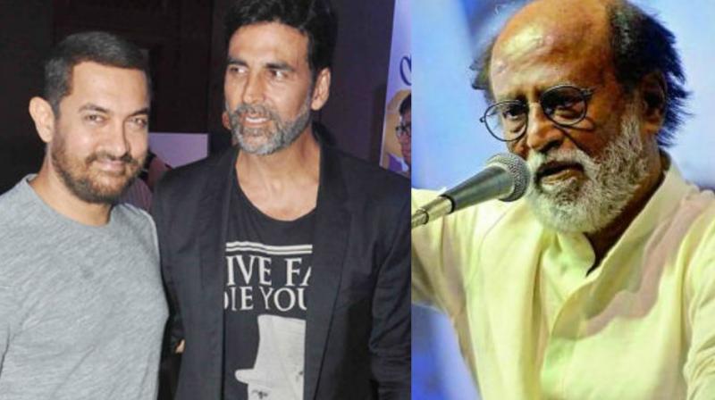 Aamir Khan, Akshay Kumar and Rajinikanth. Aamir Khan, Akshay Kumar and Rajinikanth.