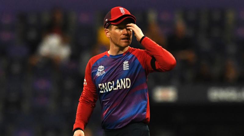 Englands captain Eoin Morgan reacts during the ICC mens Twenty20 World Cup semi-final match between England and New Zealand at the Sheikh Zayed Cricket Stadium in Abu Dhabi on Wednesday. (Photo AFP) Englands captain Eoin Morgan reacts during the ICC mens Twenty20 World Cup semi-final match between England and New Zealand at the Sheikh Zayed Cricket Stadium in Abu Dhabi on Wednesday. (Photo AFP)