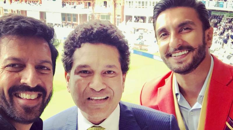 Kabir Khan, Sachin Tendulkar and Ranveer Singh. Kabir Khan, Sachin Tendulkar and Ranveer Singh.