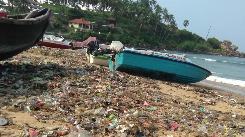 Waste that washed ashore at Kovalam after cyclone Ockhi. — DC File Waste that washed ashore at Kovalam after cyclone Ockhi. — DC File