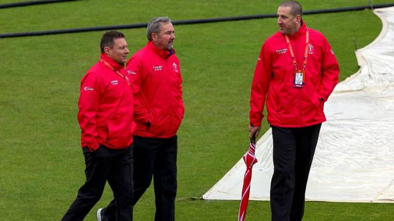 English duo of Richard Illingworth and Richard Kettleborough will officiate the first semi-final of the ICC World Cup between India and New Zealand at Manchester on Tuesday. (Photo:AFP) English duo of Richard Illingworth and Richard Kettleborough will officiate the first semi-final of the ICC World Cup between India and New Zealand at Manchester on Tuesday. (Photo:AFP)
