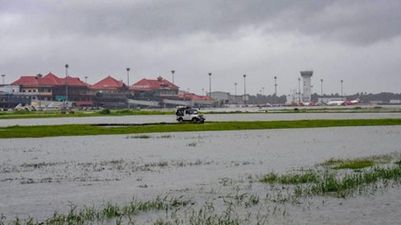 Submerged area near Cochin International Airport after monsoon rainfall, in Kochi on Wednesday, Aug 15, 2018. (Photo: PTI) Submerged area near Cochin International Airport after monsoon rainfall, in Kochi on Wednesday, Aug 15, 2018. (Photo: PTI)