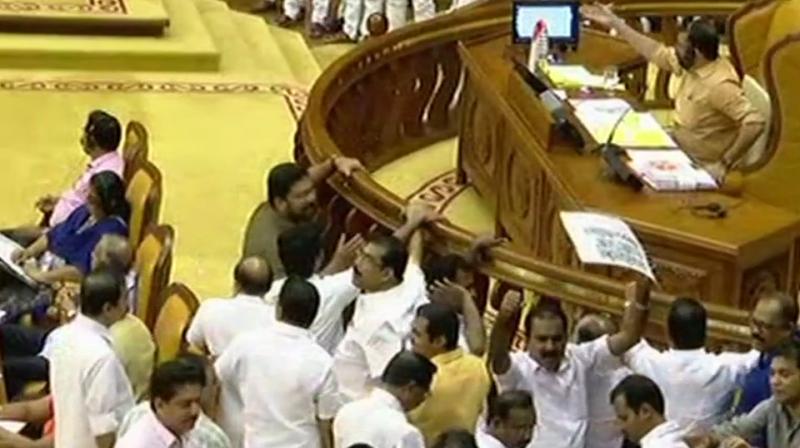 When the Question Hour began, opposition members went ahead with their sloganeering. (Photo: ANI | Twitter) When the Question Hour began, opposition members went ahead with their sloganeering. (Photo: ANI | Twitter)