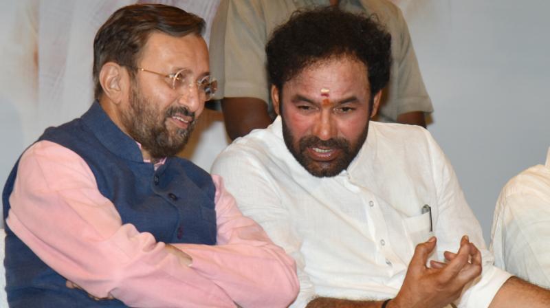 Union minister Prakash Javadekar and BJP MLA G. Kishan Reddy during the book launch on Tuesday. Union minister Prakash Javadekar and BJP MLA G. Kishan Reddy during the book launch on Tuesday.