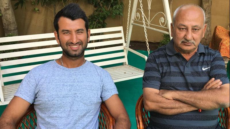 Cheteshwar Pujara’s father Arvind believes that a switch to leather balls in the former’s early days helped him become the batsman he is now. (Photo: BCCI) Cheteshwar Pujara’s father Arvind believes that a switch to leather balls in the former’s early days helped him become the batsman he is now. (Photo: BCCI)
