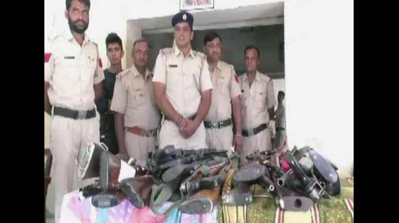 Dinesh Kumar, Sirsa Sadar SHO, confirmed that these arms were recovered from the Dera premises. (Photo: ANI) Dinesh Kumar, Sirsa Sadar SHO, confirmed that these arms were recovered from the Dera premises. (Photo: ANI)