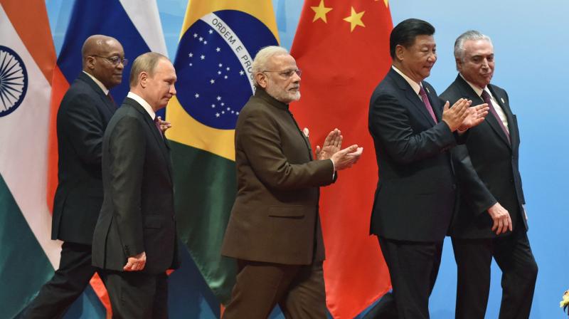 BRICS leaders from right to left, Brazilian President Michel Temer, Chinese President Xi Jinping, Indian Prime Minister Narendra Modi, Russian President Vladimir Putin, and South Africa's President Jacob Zuma attend BRICS Business Council and Signing ceremony, at the BRICS Summit in Xiamen, Fujian province, China, Monday. (Photo: AP) BRICS leaders from right to left, Brazilian President Michel Temer, Chinese President Xi Jinping, Indian Prime Minister Narendra Modi, Russian President Vladimir Putin, and South Africa's President Jacob Zuma attend BRICS Business Council and Signing ceremony, at the BRICS Summit in Xiamen, Fujian province, China, Monday. (Photo: AP)