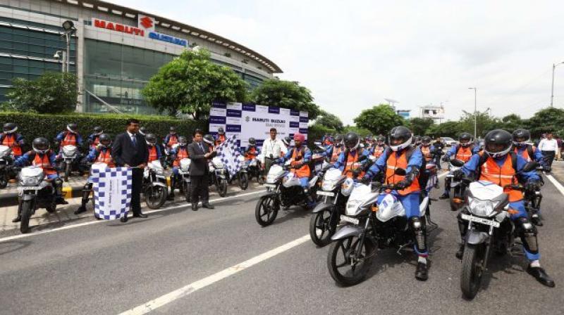 Maruti RSA technicians on bikes will come to the rescue of stranded owners in areas with heavy congestion or places where RSA cars can’t reach. Maruti RSA technicians on bikes will come to the rescue of stranded owners in areas with heavy congestion or places where RSA cars can’t reach.