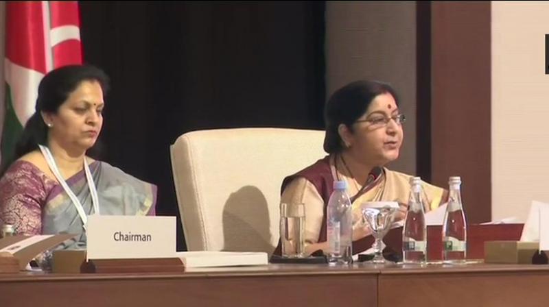 If we want to save humanity, we must tell the states who provide shelter and funding to terrorists, to dismantle the infrastructure of the terrorist camps and stop providing shelter and funding to the terror organisations based in that country, said Swaraj. (Photo: ANI) If we want to save humanity, we must tell the states who provide shelter and funding to terrorists, to dismantle the infrastructure of the terrorist camps and stop providing shelter and funding to the terror organisations based in that country, said Swaraj. (Photo: ANI)