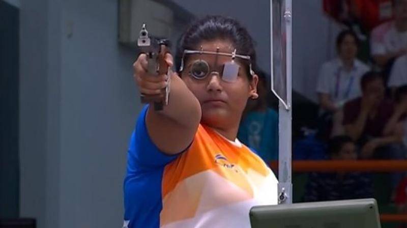 Rahi Sarnobat on Wednesday became the first Indian woman shooter to win an Asian Games gold medal as she triumphed after prevailing in a double shoot-off in the 25m pistol. (Photo: Twitter / IOA India) Rahi Sarnobat on Wednesday became the first Indian woman shooter to win an Asian Games gold medal as she triumphed after prevailing in a double shoot-off in the 25m pistol. (Photo: Twitter / IOA India)