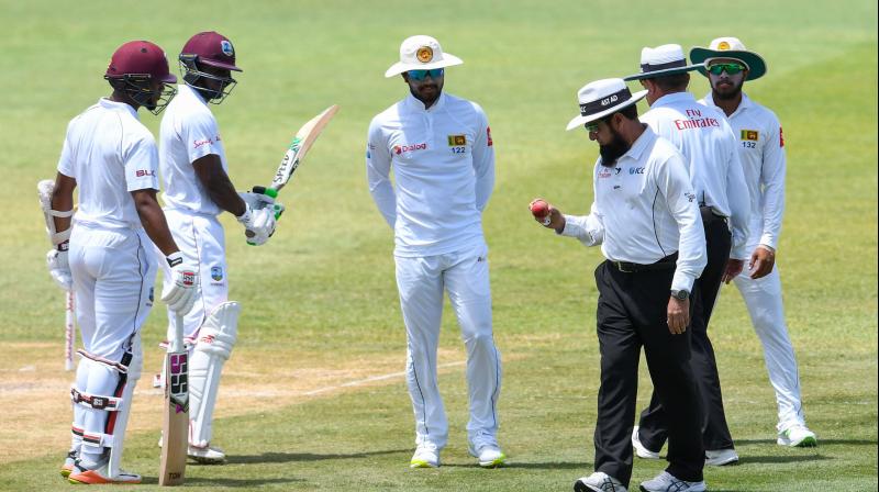 Play only resumed after a two-hour delay when the Sri Lankans, led by captain Dinesh Chandimal, had refused to take the field following a decision by umpires Aleem Dar and Ian Gould to charge the tourists with altering the state of the ball during the latter stages of the second day's play. (Photo: AFP) Play only resumed after a two-hour delay when the Sri Lankans, led by captain Dinesh Chandimal, had refused to take the field following a decision by umpires Aleem Dar and Ian Gould to charge the tourists with altering the state of the ball during the latter stages of the second day's play. (Photo: AFP)