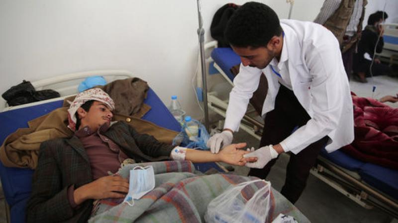A man is treated for suspected cholera infection at a hospital in Sanaa, Yemen. (Photo: AP) A man is treated for suspected cholera infection at a hospital in Sanaa, Yemen. (Photo: AP)