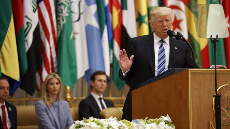 President Donald Trump delivers a speech to the Arab Islamic American Summit, at the King Abdulaziz Conference Center, in Riyadh, Saudi Arabia. (Photo:AP) President Donald Trump delivers a speech to the Arab Islamic American Summit, at the King Abdulaziz Conference Center, in Riyadh, Saudi Arabia. (Photo:AP)