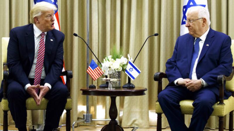 US President Donald Trump, left, meets with Israeli President Reuven Rivlin, in Jerusalem. (Photo:AP) US President Donald Trump, left, meets with Israeli President Reuven Rivlin, in Jerusalem. (Photo:AP)