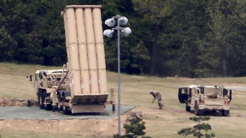 File photo of a US missile defense system called Terminal High Altitude Area Defense, or THAAD, is installed on a golf course in Seongju, South Korea. (Photo: AP) File photo of a US missile defense system called Terminal High Altitude Area Defense, or THAAD, is installed on a golf course in Seongju, South Korea. (Photo: AP)