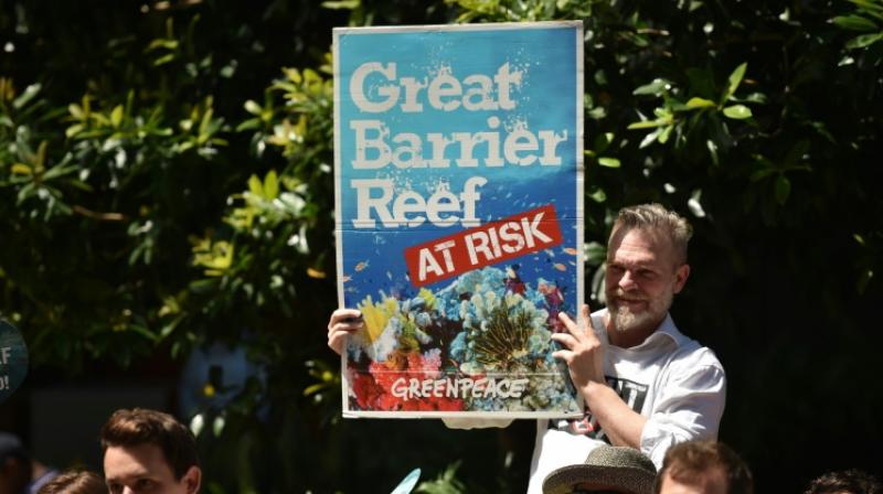 Large protests were held across Australia on Saturday against Indian mining giant Adani Enterprises’ proposed Carmichael coal mine. Photo: AFP Large protests were held across Australia on Saturday against Indian mining giant Adani Enterprises’ proposed Carmichael coal mine. Photo: AFP
