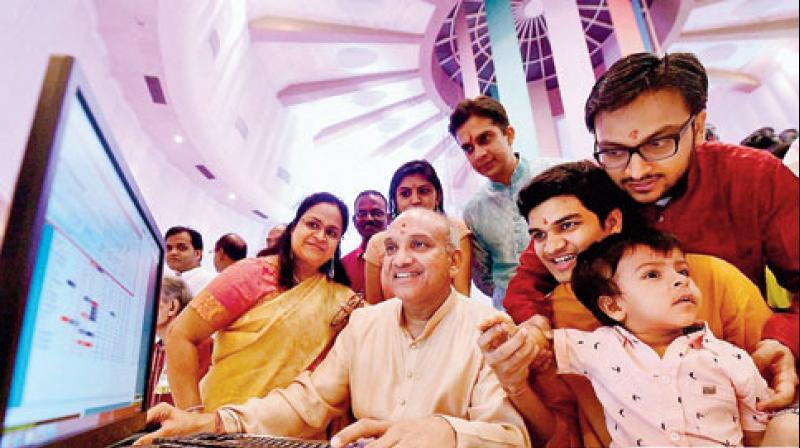 Brokers react during Muhurat Trading session on BSE in Mumbai in previous years. (Photo: PTI) Brokers react during Muhurat Trading session on BSE in Mumbai in previous years. (Photo: PTI)