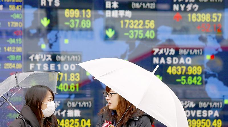 Japanese shares jumped on a weaker yen on Monday as an election win for Shinzo Abe’s ruling bloc gave a green light for more super-easy policy stimulus. (Photo: AP) Japanese shares jumped on a weaker yen on Monday as an election win for Shinzo Abe’s ruling bloc gave a green light for more super-easy policy stimulus. (Photo: AP)