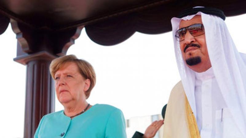 Merkel told journalists that she had pressed the Saudis on women's rights, the war in Yemen and other sensitive issues. (Photo: AP) Merkel told journalists that she had pressed the Saudis on women's rights, the war in Yemen and other sensitive issues. (Photo: AP)