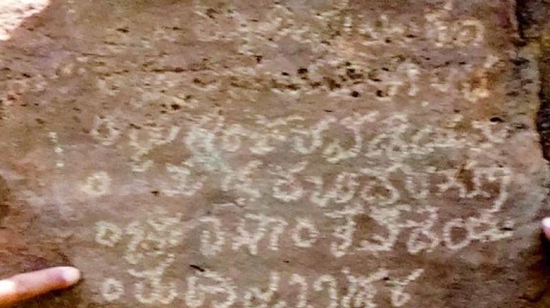 The outcrop rocks on which the Kannada inscriptions are engraved. (Photo: DC) The outcrop rocks on which the Kannada inscriptions are engraved. (Photo: DC)