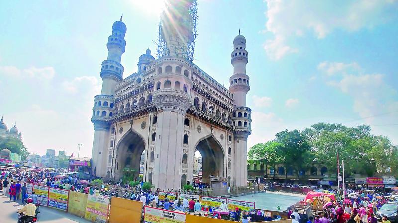 A file picture of the Charminar: Somewhere in this area lies buried a duct which the GHMC is searching for. A file picture of the Charminar: Somewhere in this area lies buried a duct which the GHMC is searching for.