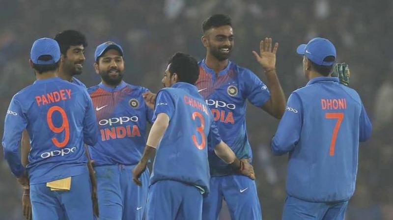 The Men in Blue clinched the 1st T20 with an all-round performance. (Photo: BCCI) The Men in Blue clinched the 1st T20 with an all-round performance. (Photo: BCCI)
