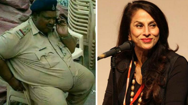 Shobhaa De had used the photo of the MP cop to mock Mumbai police. Shobhaa De had used the photo of the MP cop to mock Mumbai police.