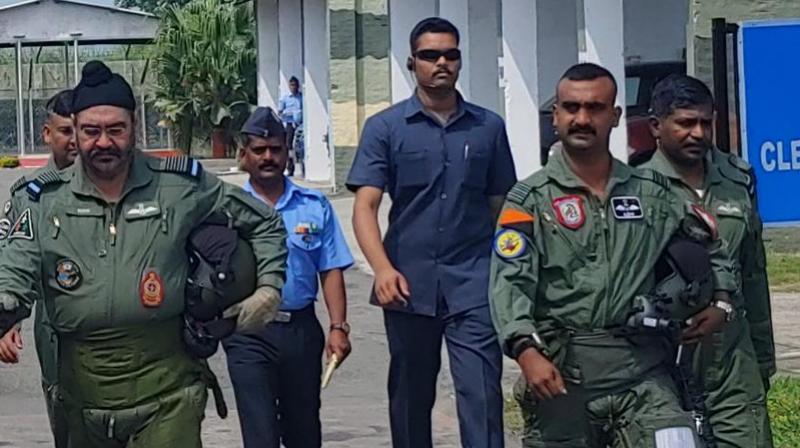 Indian Air Force pilot Abhinandan Varthaman on Monday flew a joint sortie Chief Marshal BS Dhanoa in MiG-21 fighter. (Photo: Social Media) Indian Air Force pilot Abhinandan Varthaman on Monday flew a joint sortie Chief Marshal BS Dhanoa in MiG-21 fighter. (Photo: Social Media)